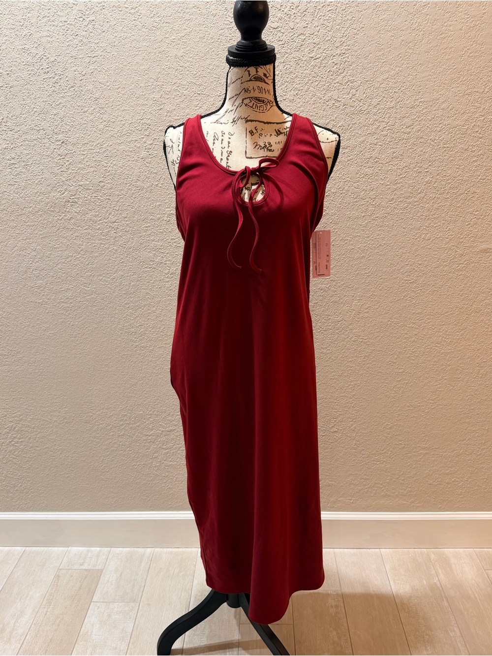 Women’s Burgundy Dress with Tie-Up Front